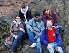 Lab group at habitat of Opuntia fragilis near Kaladar, Ontario. 2009 May 7 (photo: Tom Gemmill)