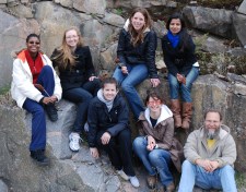 Lab group at habitat of Opuntia fragilis near Kaladar, Ontario. 2010 April 27 (photo: Taly Drezner)